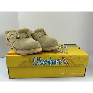Skechers Cali The Buzz Gasse Clogs Suede Faux Fur Mules Y2K Size 7 NOS